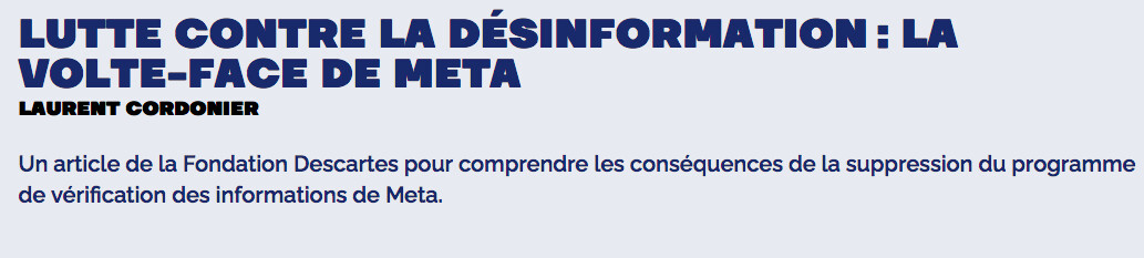 Meta met fin à son programme de vérification des faits aux États-Unis : un tournant ou une régression dans la lutte contre la désinformation. 